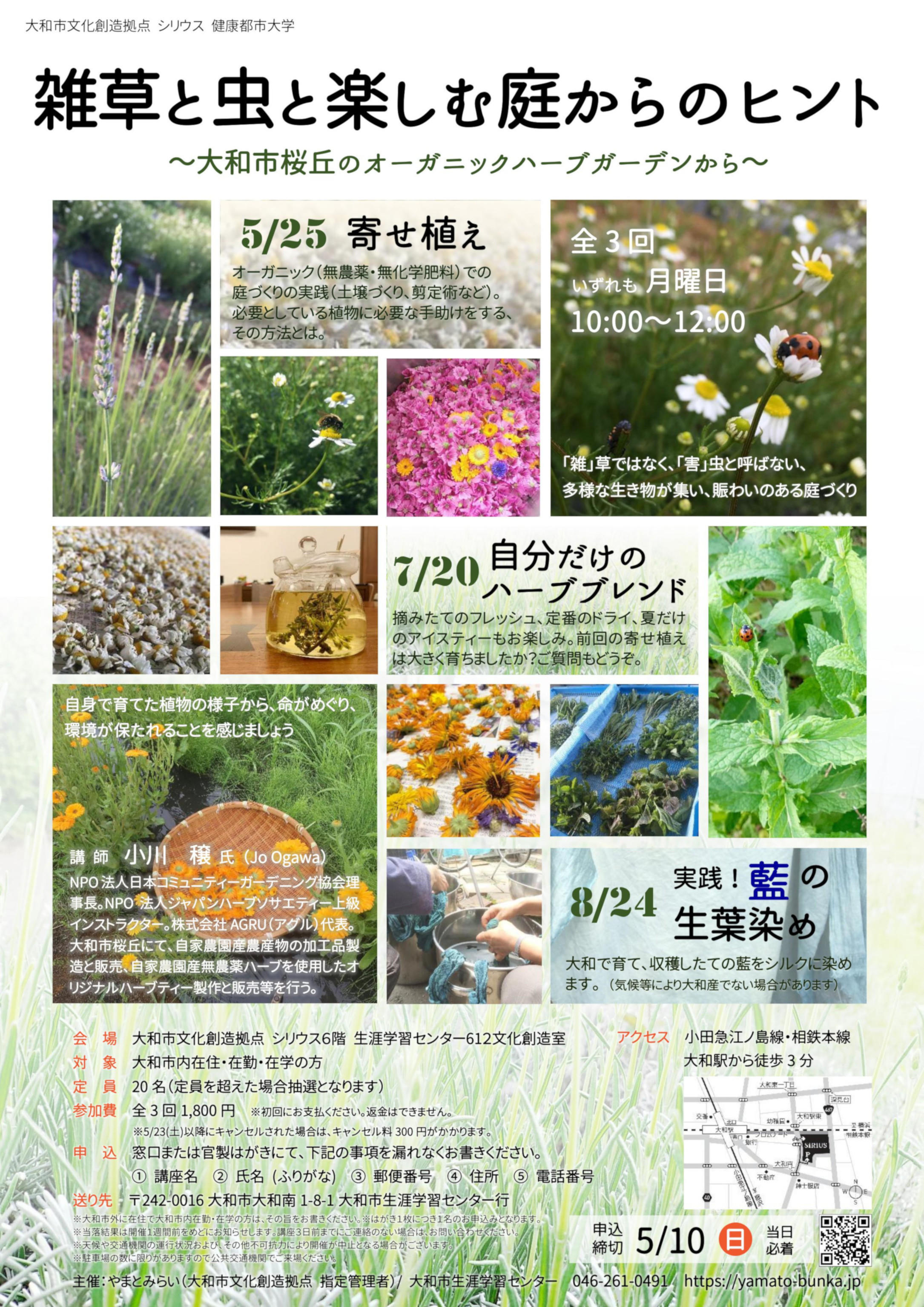 健康都市大学　健康都市大学 雑草と虫と楽しむ 庭からのヒント～大和市桜丘のオーガニックハーブガーデンから～